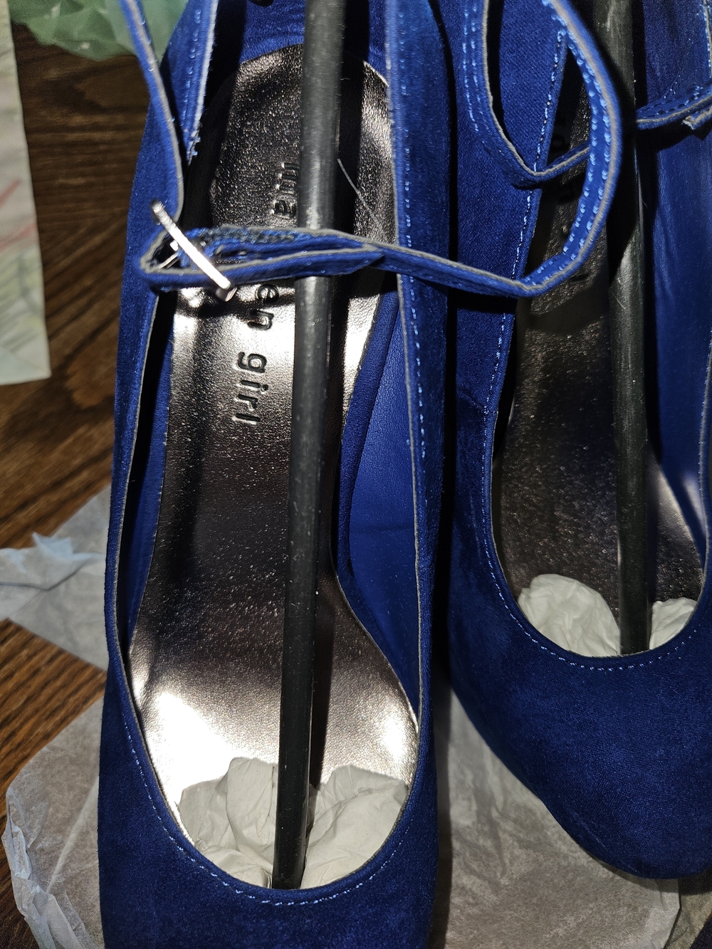 Madden Girl Royal Blue Suede Wedge Heels with Ankle Strap - Picture 3 of 10